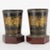 Pair antique 19th century French Charles X tole peinte cache pots or jardinieres. Decorated with gold grape vine and leaf...