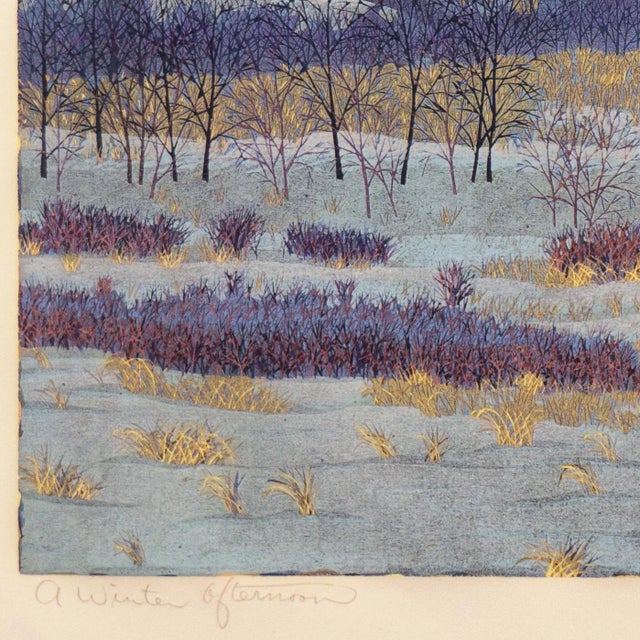 'A Winter Afternoon' by Gordon Mortensen, 1979, Wood Engraving, Smithsonian, Carnegie, Brooklyn Museum, Art Institute of Chicago For Sale - Image 4 of 11