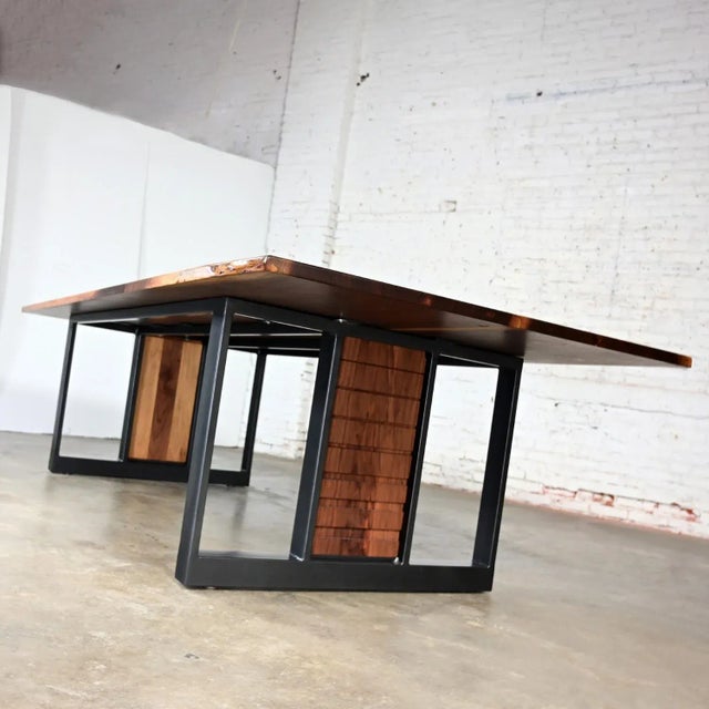 Early 21st Century Organic Modern Custom Conference Table Natural Walnut Top Powder Black Base by Matthew Jarmer For Sale - Image 6 of 12