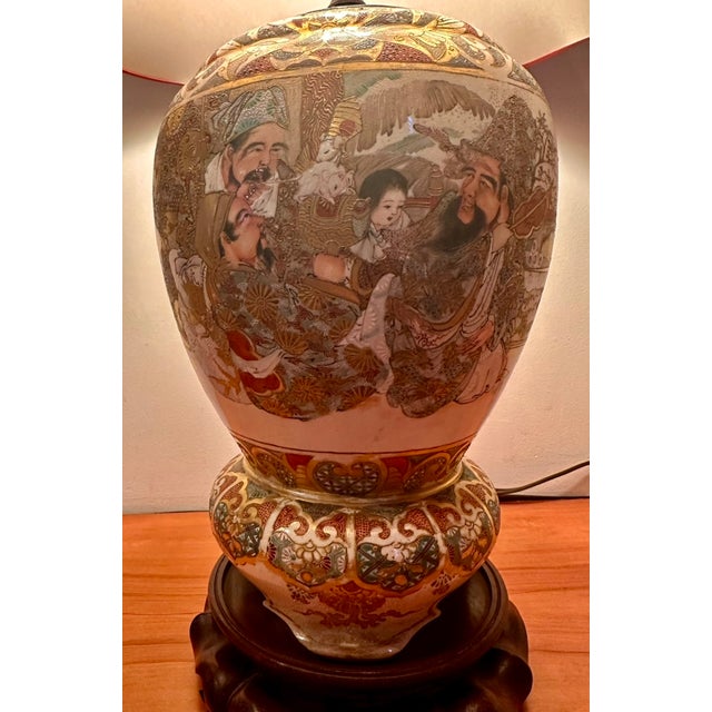19th Century Late 19th Century Antique Chinese Lamp Handpainted With Family Scenes For Sale - Image 5 of 11