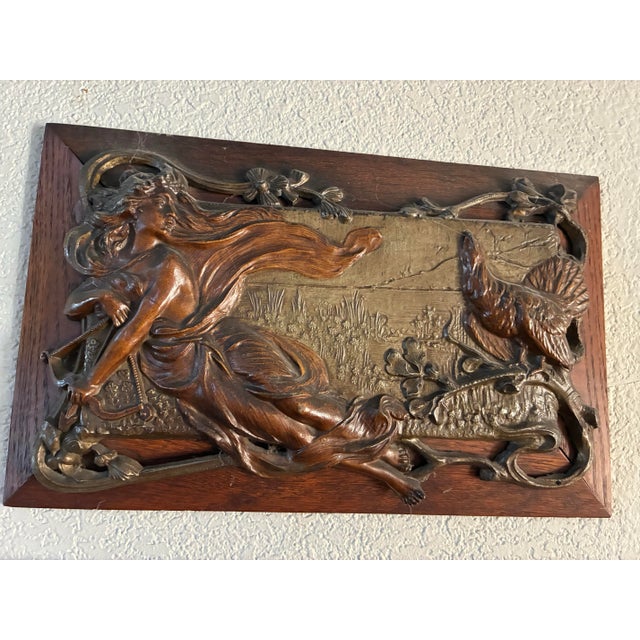 Beautiful French art nouveau wall plaques. Gorgeous detail. Excellent vintage condition.