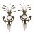Large Vintage Italian Wheat Sheaf Wall Sconces Pair – Gilt Metal Convex Mirrors – Mid-Century Hollywood Regency Lighting For Sale
