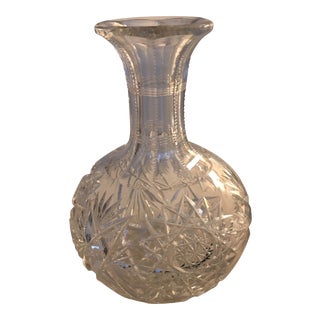 Cut Glass Crystal Carafe Hobstar Blaze Bottle For Sale