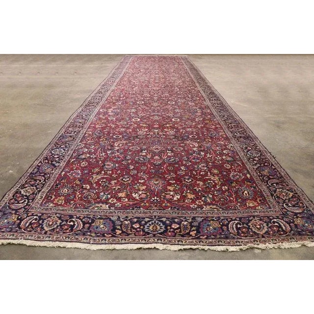 Burgundy Antique Persian Mashhad Rug - 05'04 X 21'00 For Sale - Image 8 of 10