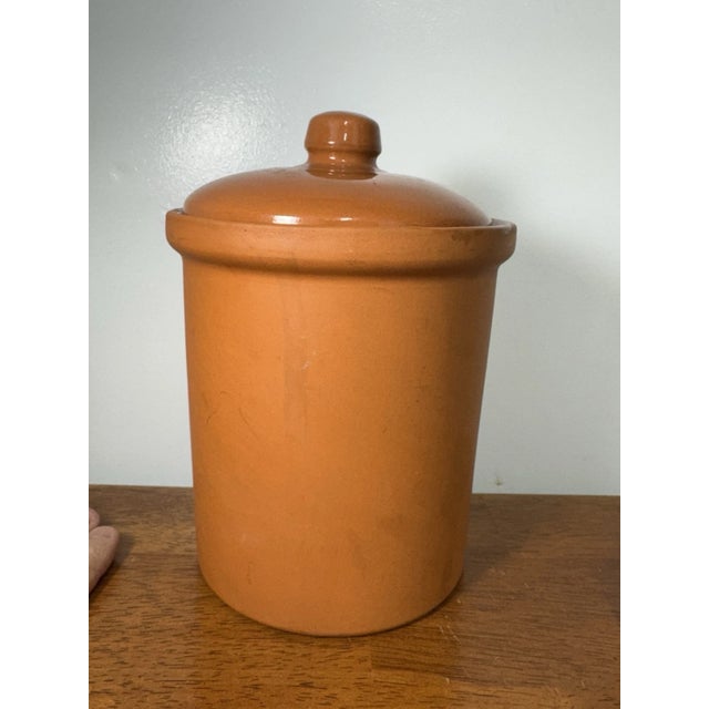 2000 - 2009 Vintage Portuguese Terracotta Pottery Jar W/ Lid | Rustic Portugal Clay Canister For Sale - Image 5 of 14