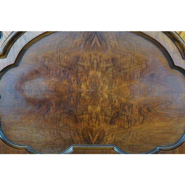 Antique Victorian Renaissance Revival Walnut Burl Arched Full Size Headboard For Sale - Image 6 of 17
