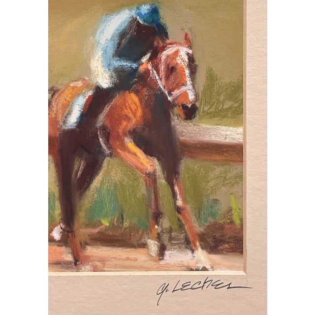 Photo Finish by Ginger Lecher | Pastel of two racehorses competing on a track For Sale - Image 4 of 5