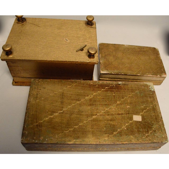 Gilt Wood Trinket Boxes and Tissue Box For Sale - Image 4 of 5