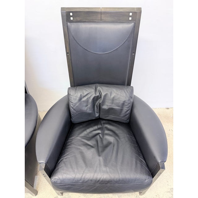 Umberto Asnago Black Leather Peggy Lounge Chairs for Georgetti, 1990s - A Pair For Sale - Image 11 of 18