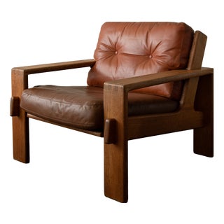 Vintage Bonanza Lounge Chair in Finnish Oak & Cognac Leather by Esko Pajamies for Asko, 1960s For Sale