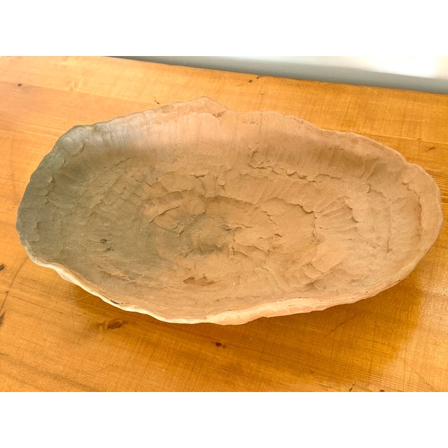 Contemporary Large Vintage Brutalist Terracotta Oval Centerpiece Bowl For Sale - Image 3 of 10