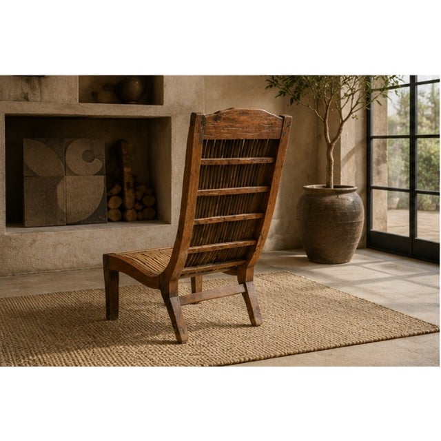 Sculptural Ethnic Lounge Chair in Exotic Wood and Bamboo, 1980s For Sale - Image 4 of 5