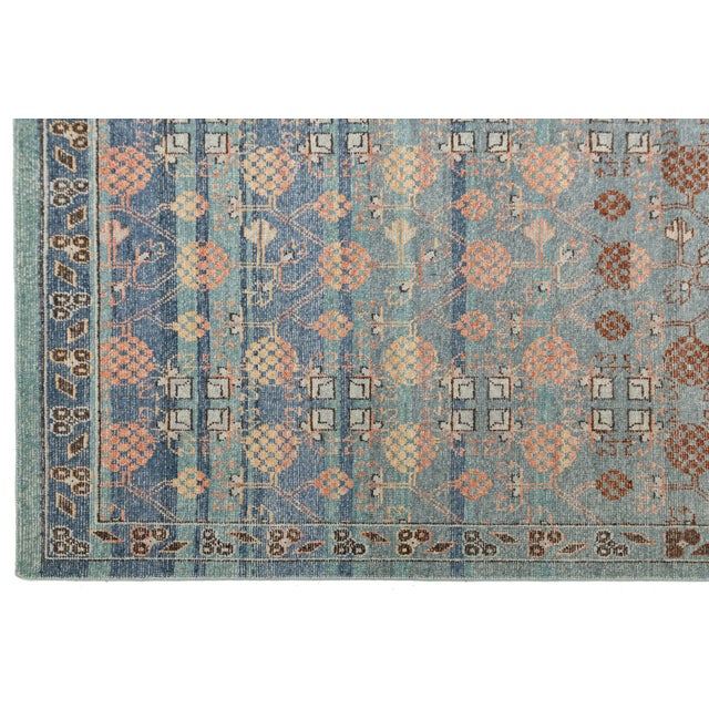 Modern Tabriz Style Wool Area Rug – Faded Teal, Terracotta & Ochre Traditional For Sale In New York - Image 6 of 13