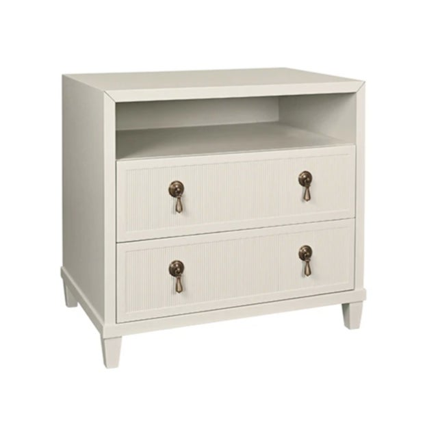 Contemporary Matthew Izzo Home Corine Antique White Matte Lacquer Fluted Front Side Table For Sale - Image 3 of 7