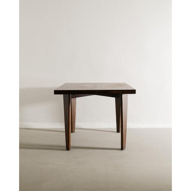 Wood Squared Wooden Dining Table by Pierre Jeanneret, 1950s For Sale - Image 7 of 7