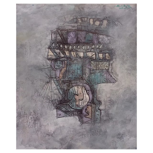 Hector Ramirez Ortega, Composition, 1989, Mixed Media on Canvas For Sale