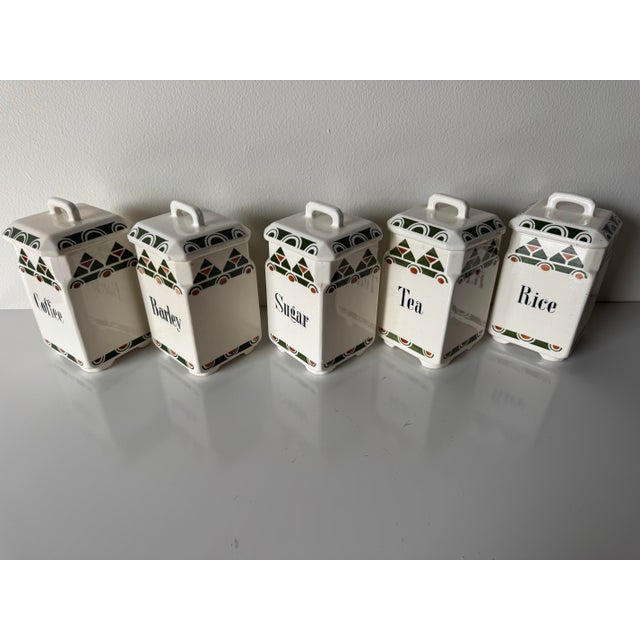 1970s Vintage German Ceramic Kitchen Canister Set of 10 For Sale - Image 5 of 12