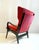 1950s Mid-Century Wingback Armchair in Red Velvet and Blackened Wood, 1950s For Sale - Image 5 of 10