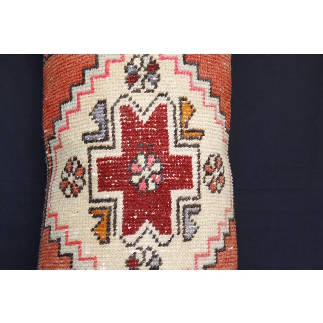 Mid 20th Century Decorative Turkish Oushak Rug Pillow – Vintage Lumbar Textile Cushion -19'' X 31'' For Sale - Image 5 of 13