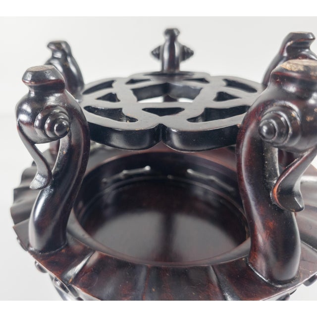 Mid-Century Chinese Carved Hardwood Hongmu Rosewood Display Stand Base For Sale - Image 11 of 11