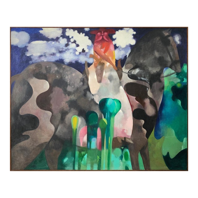 1988 "Utopia" Oil on Canvas Abstract Painting Renowned Illustrator Bill Shields For Sale