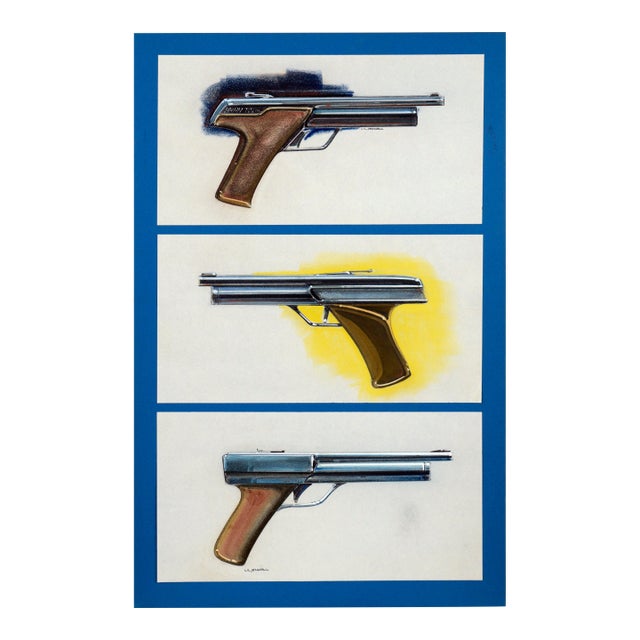Hahn Air Pistol Design Drawings Pencil - Ink on Paper Designer Hp35 Calculator by Edward T. Liljenwall For Sale
