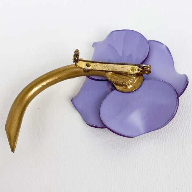 Francoise Montague Resin Brooch Mauve Poppy Flower For Sale In Atlanta - Image 6 of 8