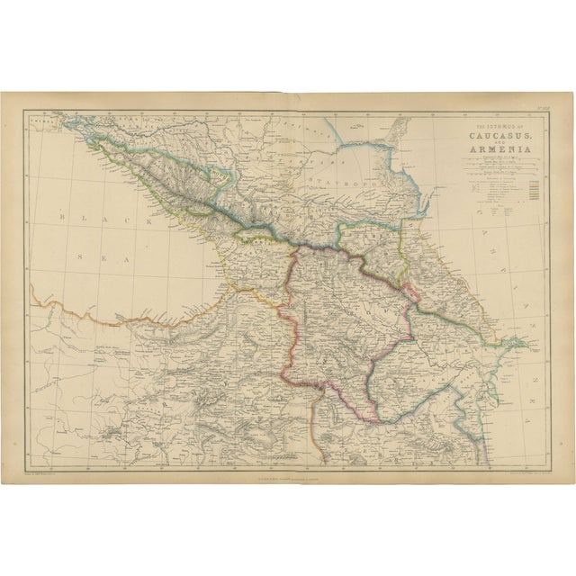 Isthmus of Caucasus and Armenia Map, 1860 For Sale