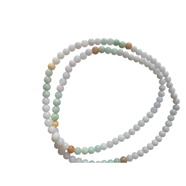 Green Burmese Multicolor Jadeite Jade Necklace Round Beads 15.5" H For Sale - Image 8 of 8