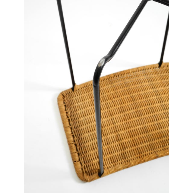Mid-Century Modern Rattan Stool with Black Iron Frame, 1950s For Sale - Image 17 of 18