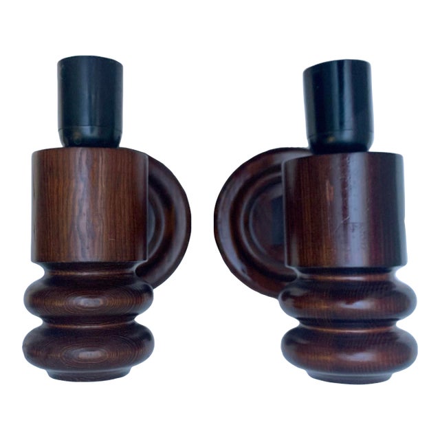 Set of Swedish Pine Wood Sconces by Solbackens Svarveri, Sweden, 1970s For Sale