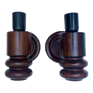 Set of Swedish Pine Wood Sconces by Solbackens Svarveri, Sweden, 1970s