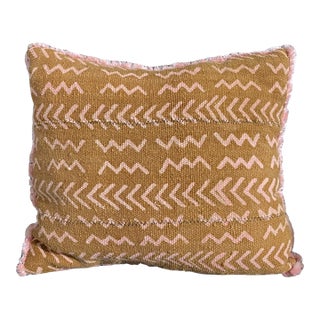 Vintage Brown & Pink Mud Cloth Pillow For Sale