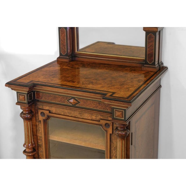 Burr Walnut, Amboyna & Parcel Gilt Cabinets with Mirrors from Gillows, Set of 2 For Sale - Image 11 of 18