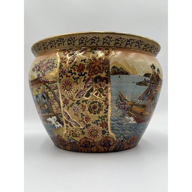 Hand-Painted Satsuma Raku Ceramic Fish Tank, 1890s For Sale - Image 6 of 16