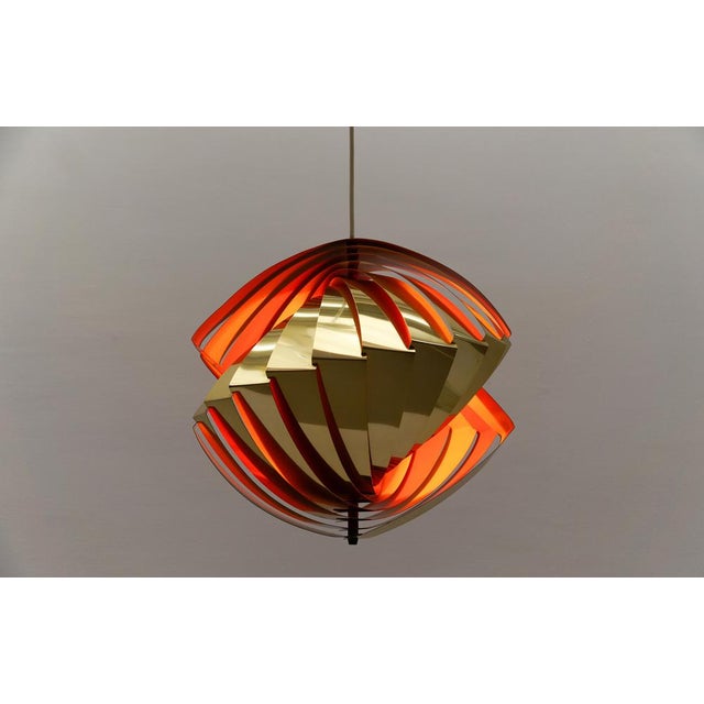 Metal Danish Conch Pendant Lamp in Glass and Metal by Louis Weisdorf for Lyfa, Denmark, 1960s For Sale - Image 7 of 16
