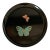 Classic Vintage Mid-Century Modern Couroc of Monterey, Ca Round Tray With a Duo Butterfly Design Hand Inlaid With Multicolored Stones & Brass For Sale