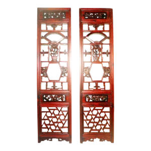 Early 19th Century Antique Chinese Screen Panels, Cunninghamia Wood - A Pair