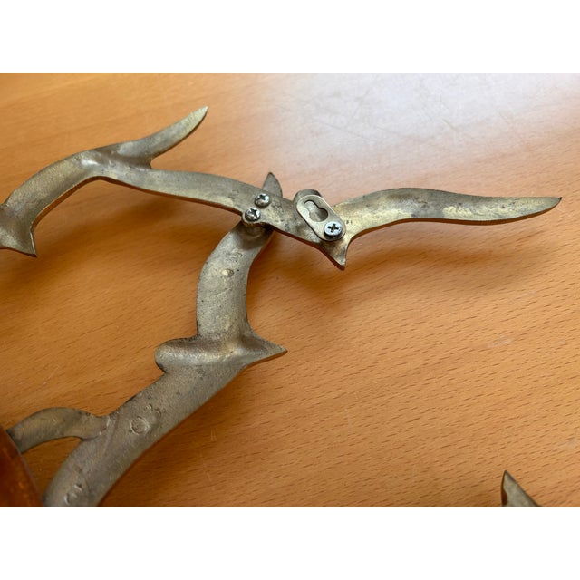 Bijan Style Birds in Flight 70's Brutalist Brass and Copper Sun Wall Sculpture For Sale - Image 10 of 11