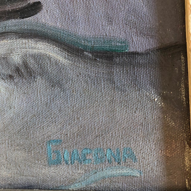 Great original painting on stretched canvas 20 x 24 in original wood frame overall size with vintage frame is 25 x 29