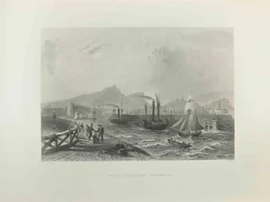 William Henry Bartlett, Leith Pier and Harbour, Etching, 1845