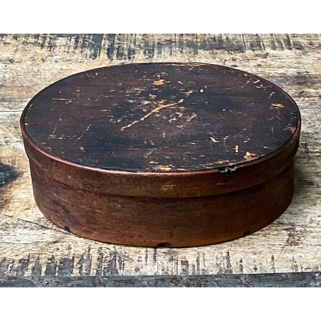 Vintage Rustic Shaker Style Wooden Oval Box For Sale - Image 10 of 17