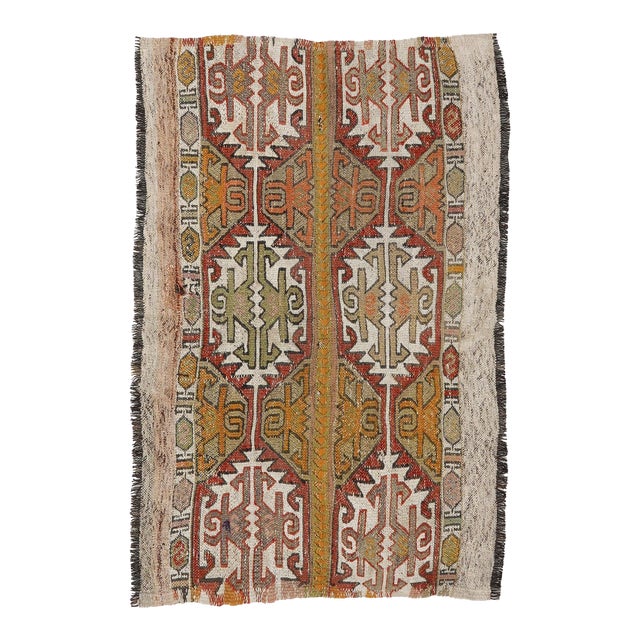 Small Decorative Vintage Kilim Rug - 2`10″ X 4`3″ For Sale