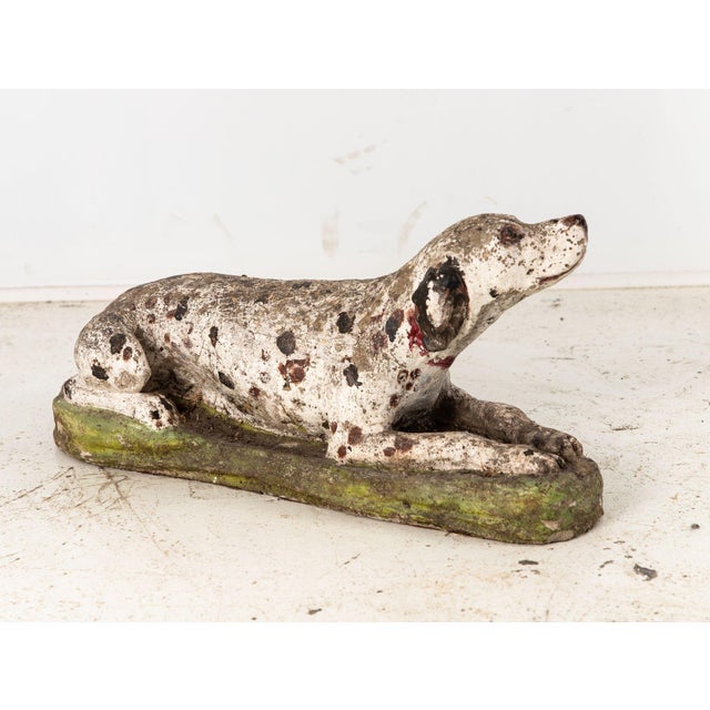 White Vintage English Reconsitituted Stone Dalmatian Dog Garden Ornament, Mid 20th C. For Sale - Image 8 of 8