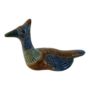 1970s Mexican Tonala Pottery Multicolor Pheasant