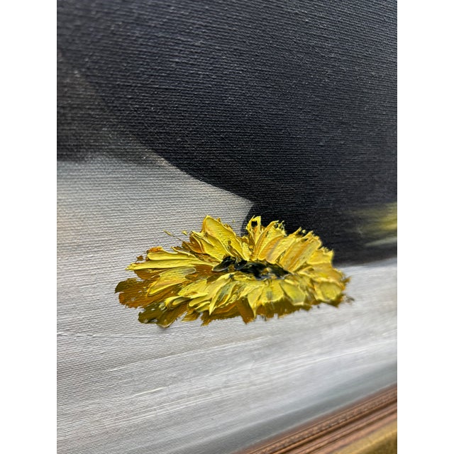 Original Mid-Century Oil on Canvas, Yellow Daisy Still Life, Signed Patti Rock, (1927 - 2004) For Sale - Image 11 of 15