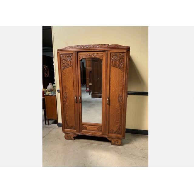 Brown Vintage Art Deco Wardrobe, 1930 For Sale - Image 8 of 11