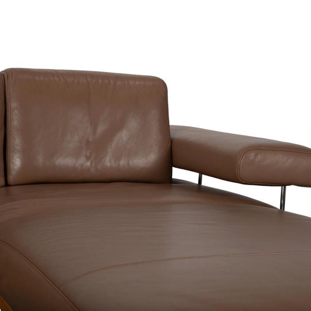Model 24/7 Corner Sofa and Ottoman in Brown Leather, Wood and Chrome from Joop, Set of 2 For Sale - Image 12 of 18