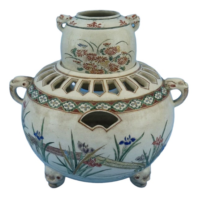 Japanese Ceramic Kōro Incense Burner, 1800s, Set of 2 For Sale