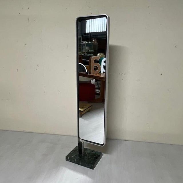 Vintage Italian Floor Mirror in Aluminum and Green Marble, 1970s For Sale - Image 10 of 15